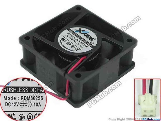 144976 XIFAN / Xinruilian RDM6025S Server - Square Fan sq60x60x25mm, 2-wire, 12V 0.10A XIFAN / Xinruilian RDM6025S Server - Square Fan 