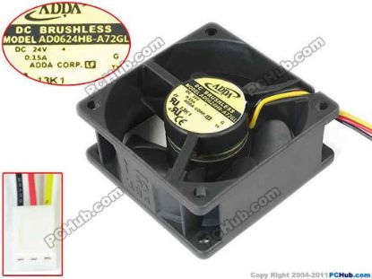 145029 ADDA AD0624HB-A72GL Server - Square Fan DC 24V 0.15A, 60x60x25mm ADDA AD0624HB-A72GL Server - Square Fan 
