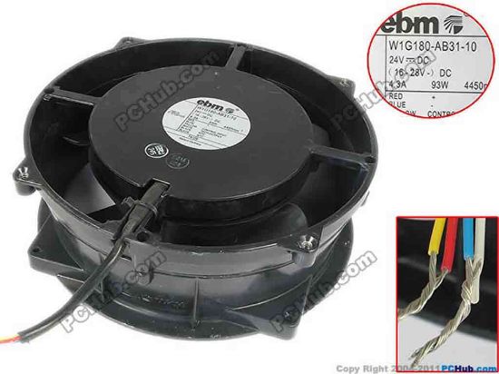 145037 ebm-papst W1G180-AB31-10 Server - Round Fan DC 24V 4.3A, 200x200x70mm, 4-wire ebm-papst W1G180-AB31-10 Server - Round Fan