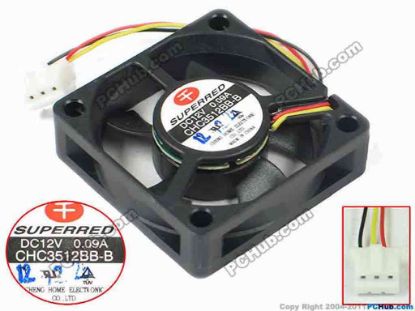 145046 Superred CHC3512BB-B Server - Square Fan sq35x35x10mm, w40x3x3, 12V 0.18A Superred CHC3512BB-B Server - Square Fan 