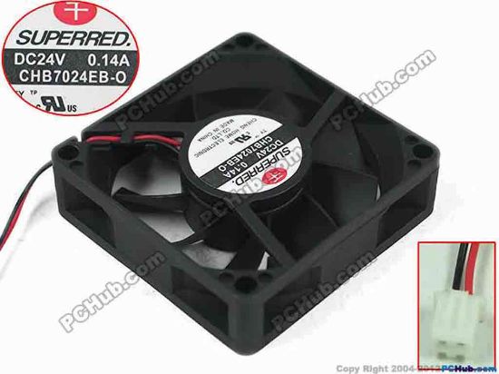 145051 Superred CHB7024EB-O Server - Square Fan sq70x70x20mm, w30x2x2, 24V 0.14A Superred CHB7024EB-O Server - Square Fan