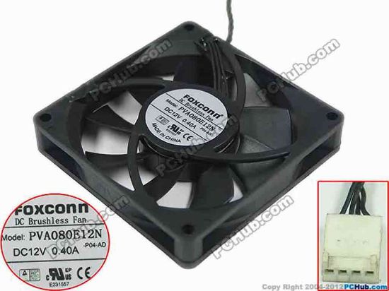 145137 Foxconn PVA080E12N Server - Square Fan -P04-AD, sq80x80x15mm, w80x4x5 12V 0.40A Foxconn PVA080E12N Server - Square Fan 