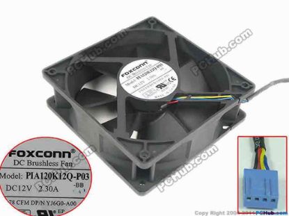 145171 Foxconn PIA120K12Q-P03 Server - Square Fan -BB, sq120x120x38mm, w300x4x4, DC 12V 2.30A Foxconn PIA120K12Q-P03 Server - Square Fan 