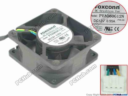 145173 Foxconn PVA060G12N Server - Square Fan P08-AB, sq60X60X25mm, w80x4x4 12V 0.55A  Foxconn PVA060G12N Server - Square Fan 