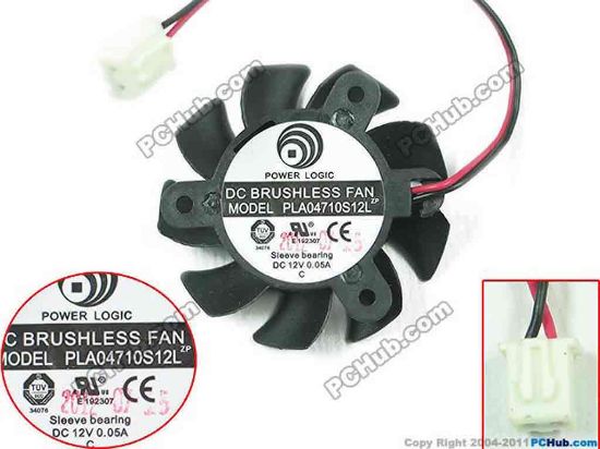 145505 Power Logic PLA04710S12L Server - Frameless / GPU Fan 12V 0.05A, dia37, ctc25, w80x2x2 Power Logic PLA04710S12L Server - Frameless / GPU Fan Cooling Fan for display card