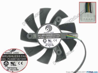 145511 Power Logic PLA08015D12HH Server - Frameless / GPU Fan 12V 0.35A, W90x4x4, D75x42, Black Power Logic PLA08015D12HH Server - Frameless / GPU Fan Cooling Fan for display card Radeon HD7790 