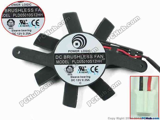 145520 Power Logic PLD05010S12HH Server - Frameless / GPU Fan Black, 12V 0.25A, dia46, ctc58, w110x2x2 Power Logic PLD05010S12HH Server - Frameless / GPU Fan Cooling Fan for display card