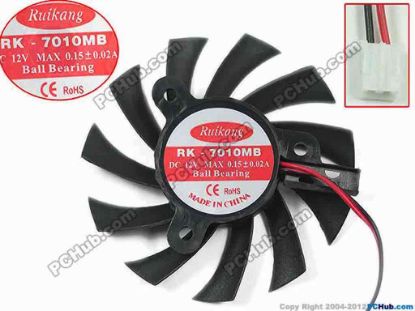 145562 Ruikang RK-7010MB Server - Frameless / GPU Fan 12V 0.15A, dia65, ctc33, w90x2x2 Ruikang RK-7010MB Server - Frameless / GPU Fan Cooling Fan for display card