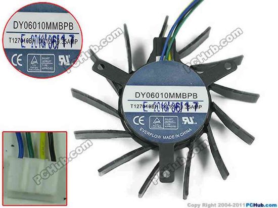 145618 Everflow DY06010MMBPB Server - Frameless / GPU Fan T127010BH, 12V 0.35A, dia58, ctc39, w70x4x4 Everflow DY06010MMBPB Server - Frameless / GPU Fan Cooling Fan for display card