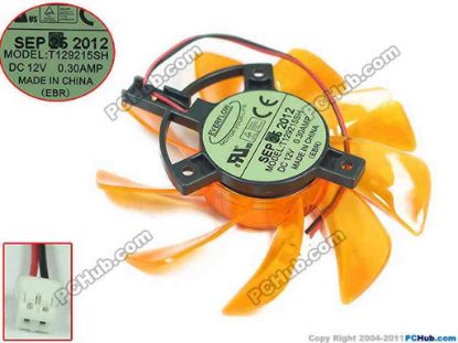 145643 Everflow T129215SH Server - Frameless / GPU Fan 12V 0.30A, W80x2x2, D85xC39, Orange Everflow T129215SH Server - Frameless / GPU Fan Cooling Fan for display card Zotac GTX 650TI
