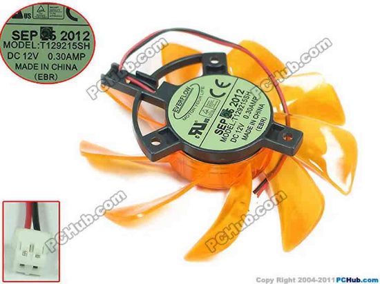145643 Everflow T129215SH Server - Frameless / GPU Fan 12V 0.30A, W80x2x2, D85xC39, Orange Everflow T129215SH Server - Frameless / GPU Fan Cooling Fan for display card Zotac GTX 650TI