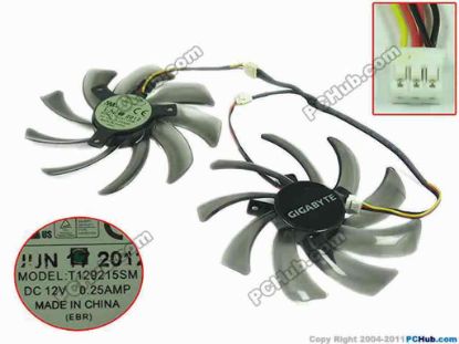 145646 Everflow T129215SM Server - Frameless / GPU Fan 12V 0.25A, W80x5x3, 2 Fans, D95xC39 , Trans Grey Everflow T129215SM Server - Frameless / GPU Fan Cooling Fan for display card