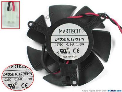 145674 MARTECH DF0501012RFHN Server - Frameless / GPU Fan 12V 0.14A, dia46, ctc39, w60x2x2 MARTECH DF0501012RFHN Server - Frameless / GPU Fan Cooling Fan for display card
