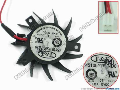 145698 T&T 4510L12F Server - Frameless / GPU Fan 12V 0.1A, dia41, ctc29.5x29.5x22.5, w60x2x2 T&T 4510L12F Server - Frameless / GPU Fan Cooling Fan for display card