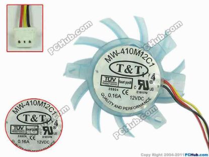 145712 T&T MW-410M12C1 Server - Frameless / GPU Fan 12V 0.16A, dia36, ctc29x29x22, w50x3x3 T&T MW-410M12C1 Server - Frameless / GPU Fan Cooling Fan for display card