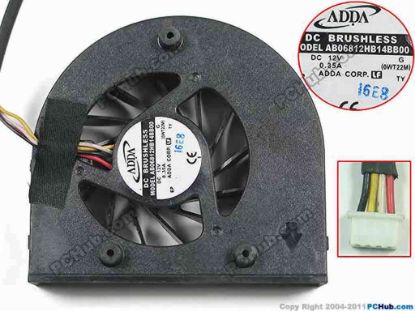 145805 ADDA AB06812HB14BB00 Cooling Fan  0WT22M,12V 0.35A, Bare Fan ADDA AB06812HB14BB00 Cooling Fan  