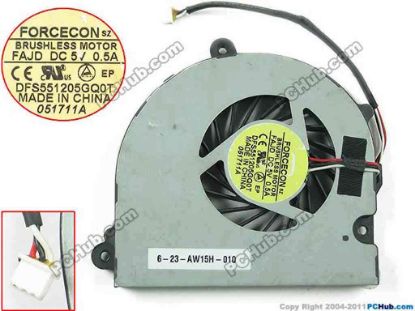 145919 Forcecon DFS551205GQ0T Cooling Fan  FAJD, 5V 0.50A, Bare Fan， 6-23-AW15H-010 Forcecon DFS551205GQ0T Cooling Fan