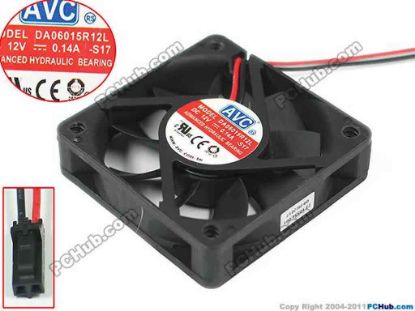 146011 AVC DA06015R12L Server - Square Fan S17, sq60x60x15mm, w80x2x2, 12V 0.14A AVC DA06015R12L Server - Square Fan 