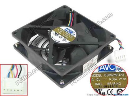 146067 AVC DS09225B12U Server - Square Fan P178, sq90x90x25mm, w80x4x6, 12V 0.56A AVC DS09225B12U Server - Square Fan