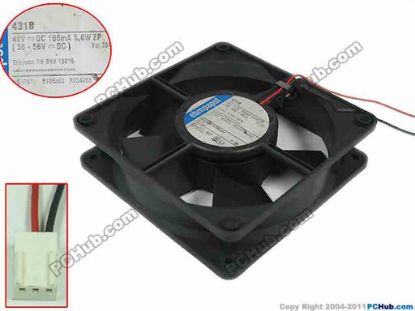 146090 ebm-papst 4318 Server - Square Fan sq120x120x32mm, 2-wire, 48V 5.0W ebm-papst 4318 Server - Square Fan 