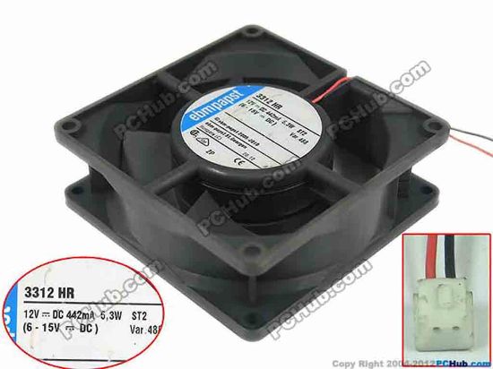 146103 ebm-papst 3312 HR Server - Square Fan sq92x92x32mm, 2-wire, 12V 5.2W ebm-papst 3312 HR Server - Square Fan 