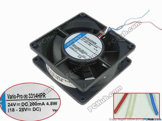 146105 ebm-papst 3314 HPR Server - Square Fan sq90x90x32mm, 3-wire, 24V 4.8W ebm-papst 3314 HPR Server - Square Fan 