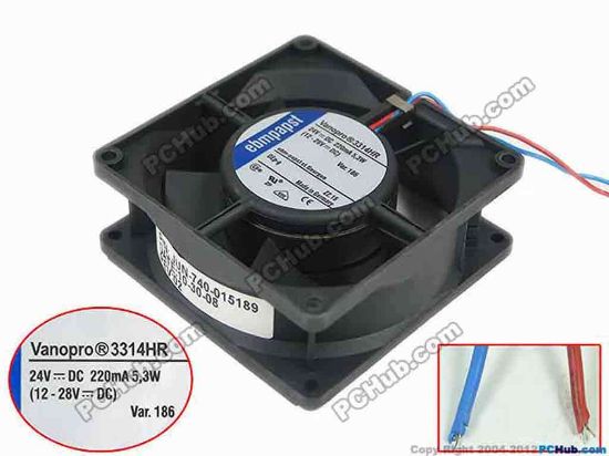146106 ebm-papst 3314 HR Server - Square Fan sq92x92x32mm, 2-wire, 24V 5.3W ebm-papst 3314 HR Server - Square Fan