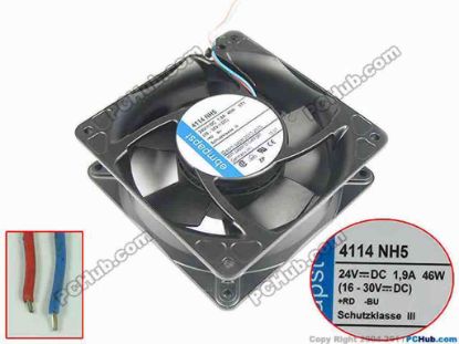 146131 ebm-papst 4114 NH5 Server - Square Fan sq120x120x38mm, 2-wire, 24V 46W ebm-papst 4114 NH5 Server - Square Fan