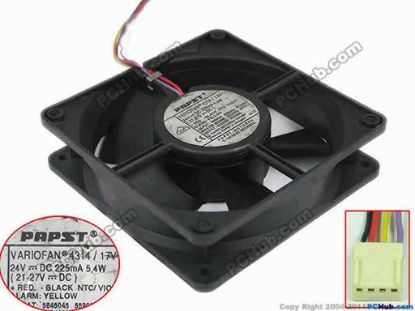 146171 ebm-papst 4314 / 17V Server - Square Fan sq120x120x32mm, 4-wire, 24V 5.4W ebm-papst 4314 / 17V Server - Square Fan 