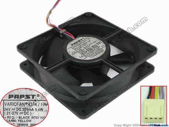 146171 ebm-papst 4314 / 17V Server - Square Fan sq120x120x32mm, 4-wire, 24V 5.4W ebm-papst 4314 / 17V Server - Square Fan 