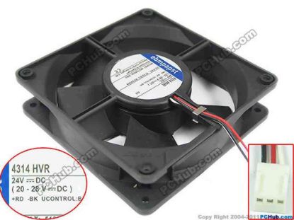 146173 ebm-papst 4314 HVR Server - Square Fan sq120x120x32mm, 3-wire, 24V 8.2W ebm-papst 4314 HVR Server - Square Fan