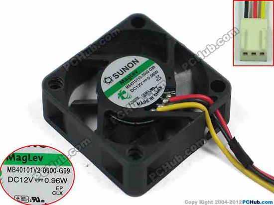 146608 SUNON MB40101V2-0000-G99 Server - Square Fan sq40x40x10mm, w80x3x3, 12V 0.96W SUNON MB40101V2-0000-G99 Server - Square Fan