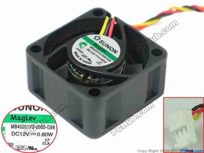 146611 SUNON MB40201V2-0000-G99 Server - Square Fan sq40x40x20mm, w80x3x3, 12V 0.60W SUNON MB40201V2-0000-G99 Server - Square Fan 