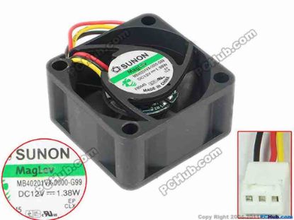 146613 SUNON MB40201VX-0000-G99 Server - Square Fan sq40x40x20mm, 3-wire, 12V 1.38W SUNON MB40201VX-0000-G99 Server - Square Fan 
