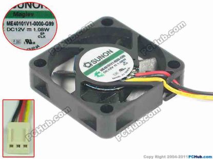 146633 SUNON ME40101V1-0000-G99 Server - Square Fan sq40x40x10mm, 3-wire, 12V 1.08W SUNON ME40101V1-0000-G99 Server - Square Fan