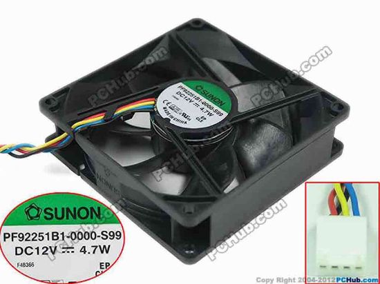 146678 SUNON PF92251B1-0000-S99 Server - Square Fan sq92x92x25mm, w80x4x4, 12V 4.7W SUNON PF92251B1-0000-S99 Server - Square Fan 