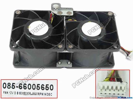 146685 Nidec 085-66005650 Server - Square Fan sq60x60x38, 12V, With 2 Fan For 6-Pin Nidec 085-66005650 Server - Square Fan 
