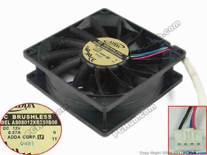 146712 ADDA AS08012XB259B00 Server - Square Fan G, sq80x80x25mm, 3-wire, 12V 0.57A ADDA AS08012XB259B00 Server - Square Fan 