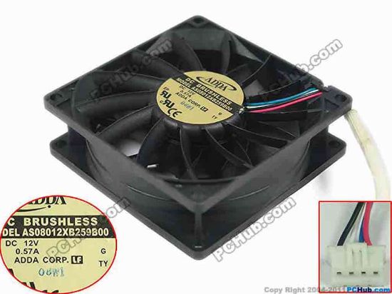 146712 ADDA AS08012XB259B00 Server - Square Fan G, sq80x80x25mm, 3-wire, 12V 0.57A ADDA AS08012XB259B00 Server - Square Fan 