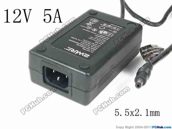 146761 2Wire MTYSW12050000CDOS AC Adapter 5V-12V 12V 5A, 5.5x2.1mm, C14, New 2Wire MTYSW12050000CDOS AC Adapter 5V-12V