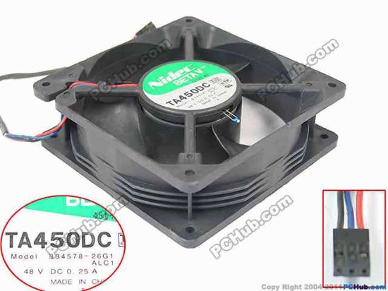 146787 Nidec B34578-26G1 Server - Square Fan ALC1, sq120x120x38mm, w90x3x3, 48V 0.25A Nidec B34578-26G1 Server - Square Fan