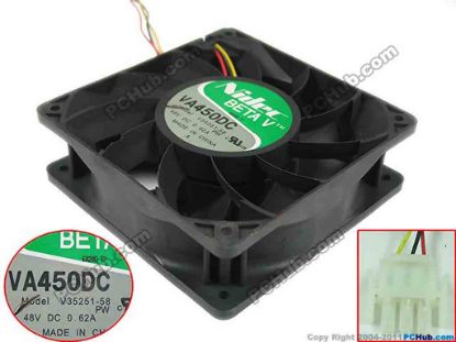 146888 Nidec V35251-58 Server - Square Fan sq120x120x38mm, w80x3x3, 48V 0.62A Nidec V35251-58 Server - Square Fan
