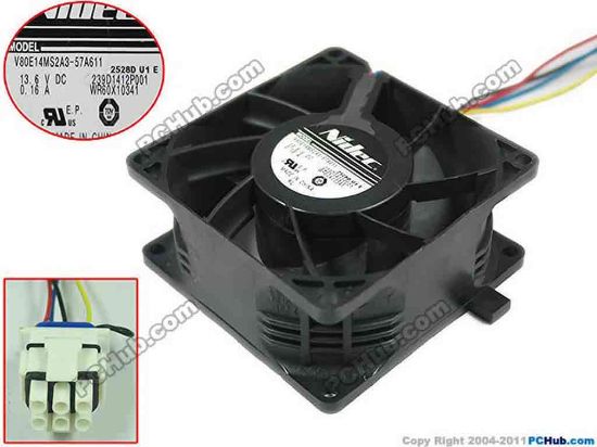 146899 Nidec V80E14MS2A3-57A611 Server - Square Fan DC 13.6V 0.16A, 80x80x38mm Nidec V80E14MS2A3-57A611 Server - Square Fan