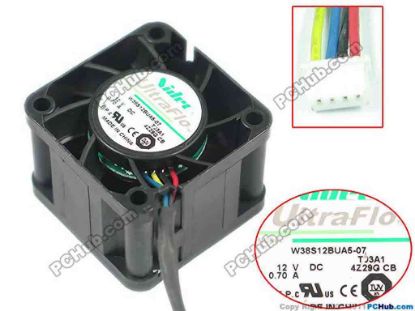146905 Nidec W38S12BUA5-07 Server - Square Fan T03A1, sq40x40x28mm, 4-wire, 12V 0.70A Nidec W38S12BUA5-07 Server - Square Fan