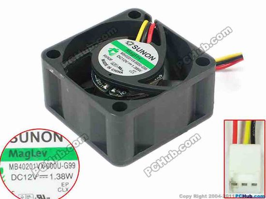 147026 SUNON MB40201VX-000U-G99 Server - Square Fan DC 12V 1.38W, 40x40x20mm, w40x3x3 SUNON MB40201VX-000U-G99 Server - Square Fan