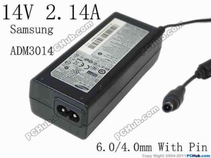 147033 Samsung ADM3014 AC Adapter 13V-19V 14V 2.14A, Barrel 6.0/4.0mm With Pin, 2-Prong  Samsung ADM3014 AC Adapter 13V-19V 