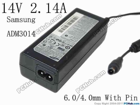 147033 Samsung ADM3014 AC Adapter 13V-19V 14V 2.14A, Barrel 6.0/4.0mm With Pin, 2-Prong  Samsung ADM3014 AC Adapter 13V-19V 