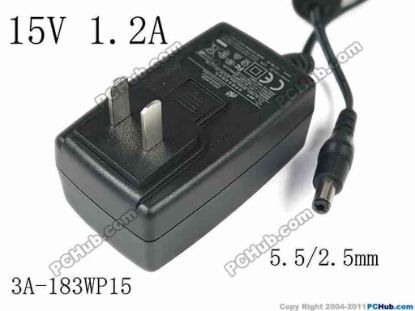 147034 PCH OEM Power AC Adapter 13V-19V 3A-183WP15, 15V 1.2A, Barrel 5.5/2.5mm, US 2-Pin P PCH OEM Power AC Adapter 13V-19V 