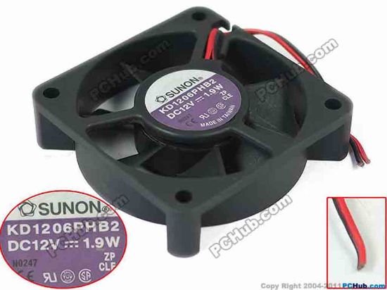 147052 SUNON KD1206PHB2 Server - Square Fan DC 12V 1.9W, 60X60X15mm, 2-wire SUNON KD1206PHB2 Server - Square Fan 