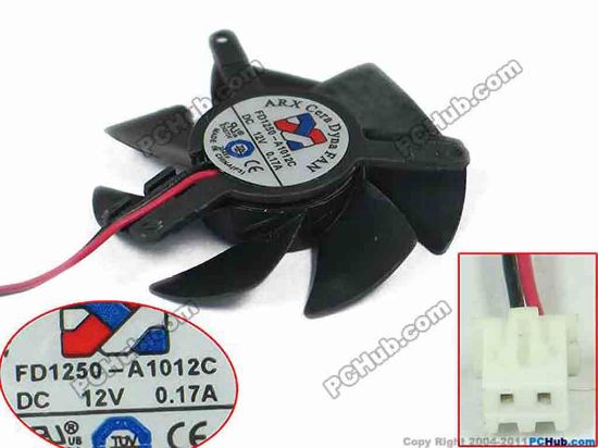 147054 ARX FD1250-A1012C Server - Frameless / GPU Fan DC12V 0.17A, w50x2x2, Black ARX FD1250-A1012C Server - Frameless / GPU Fan 